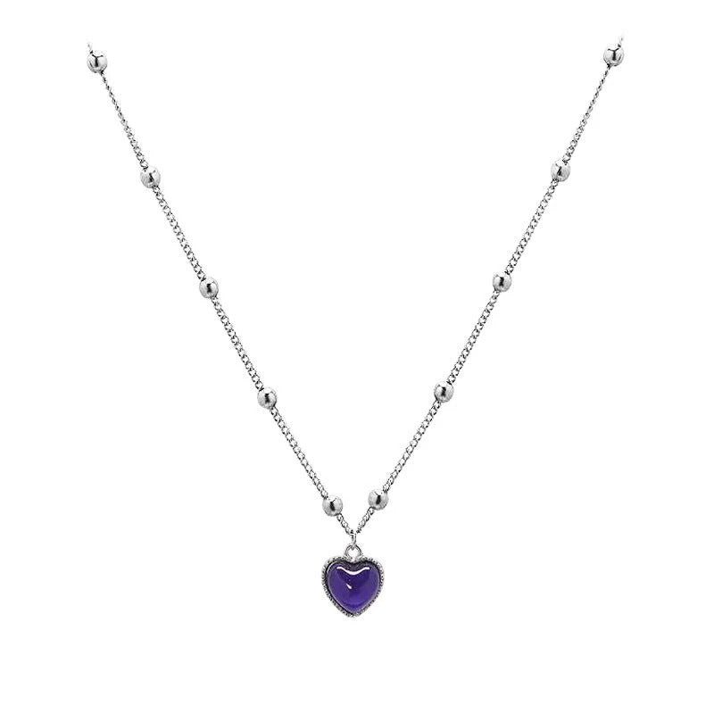 Mood Pendant Necklace Heart-Shaped Temperature-Sensitive Color- Changing Necklace