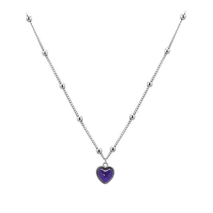 Mood Pendant Necklace Heart-Shaped Temperature-Sensitive Color- Changing Necklace