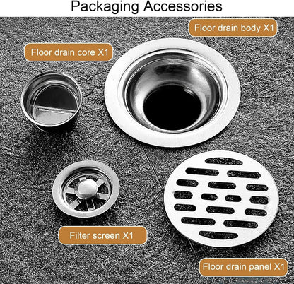 Multi- Purpose Shower Drain, Grate Cover, for Kitchen Balcony Bathroom and Washroom