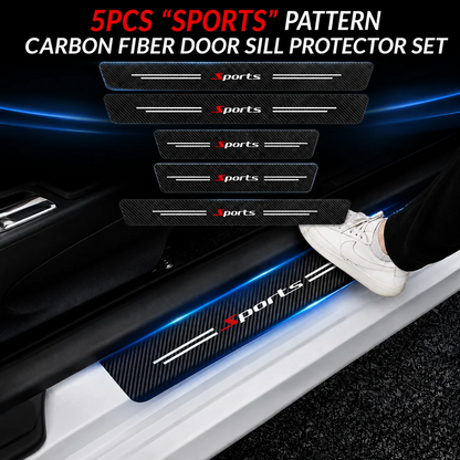 5-Piece "Sports" Pattern Carbon Fiber Door Sill Protection Strip Set