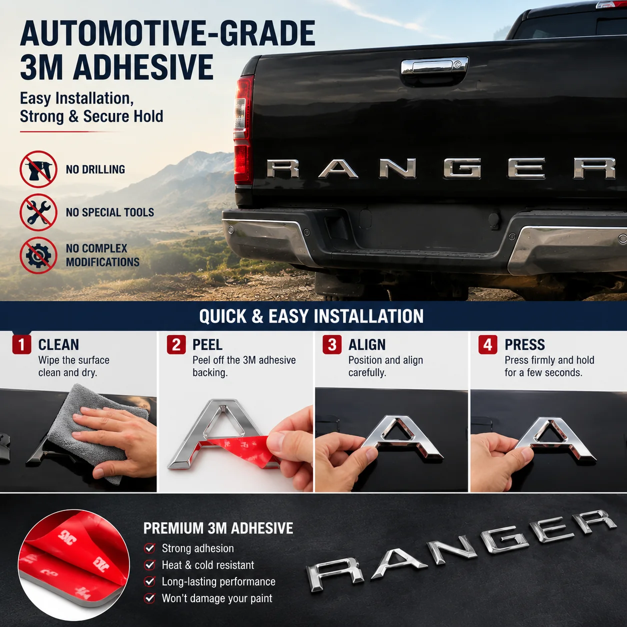 Ford Ranger Tailgate Lettering Kit