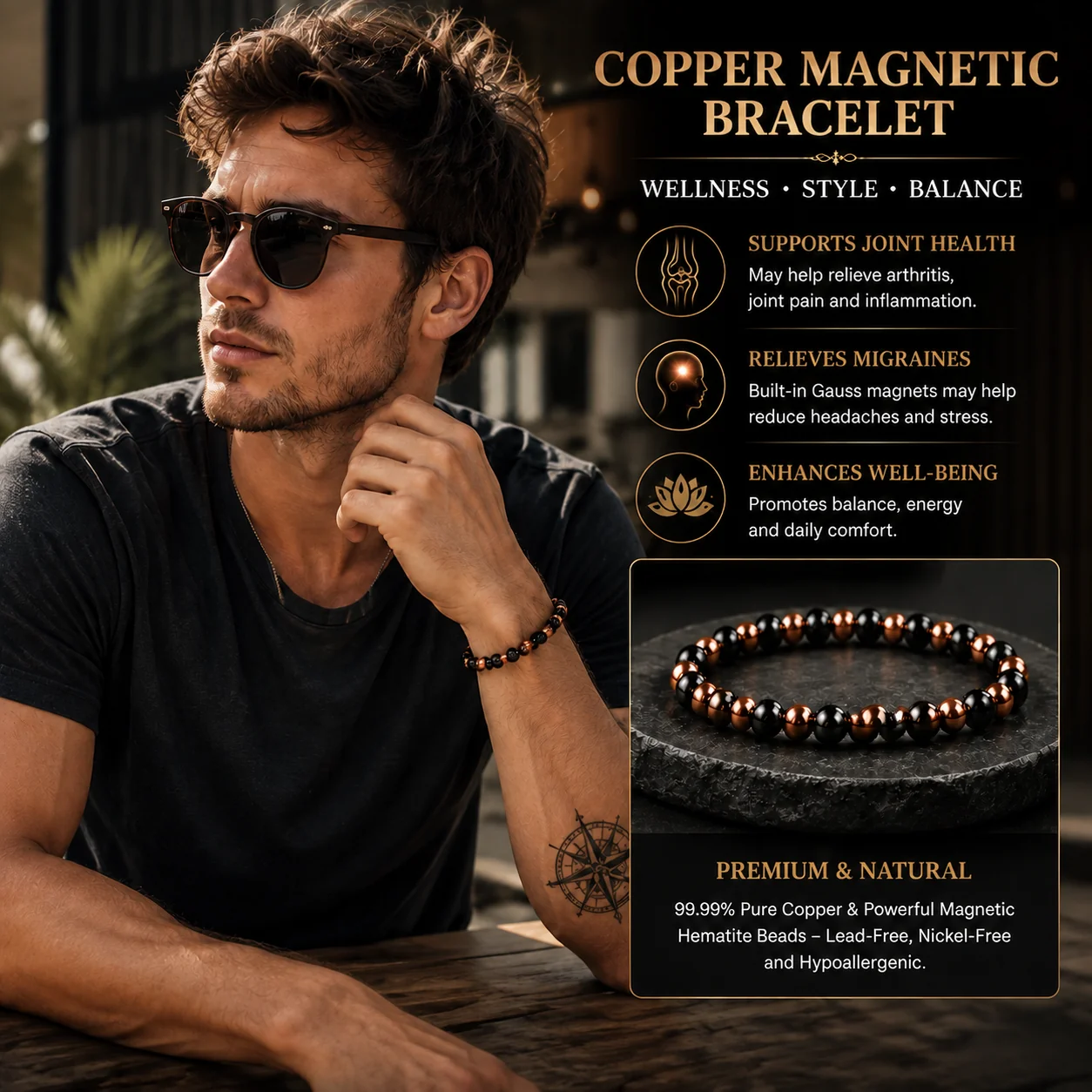 Unisex Copper Magnetic Bracelet