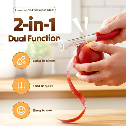 2PCS Stainless Steel Fruit and Vegetable De-seeding and Coring Tool