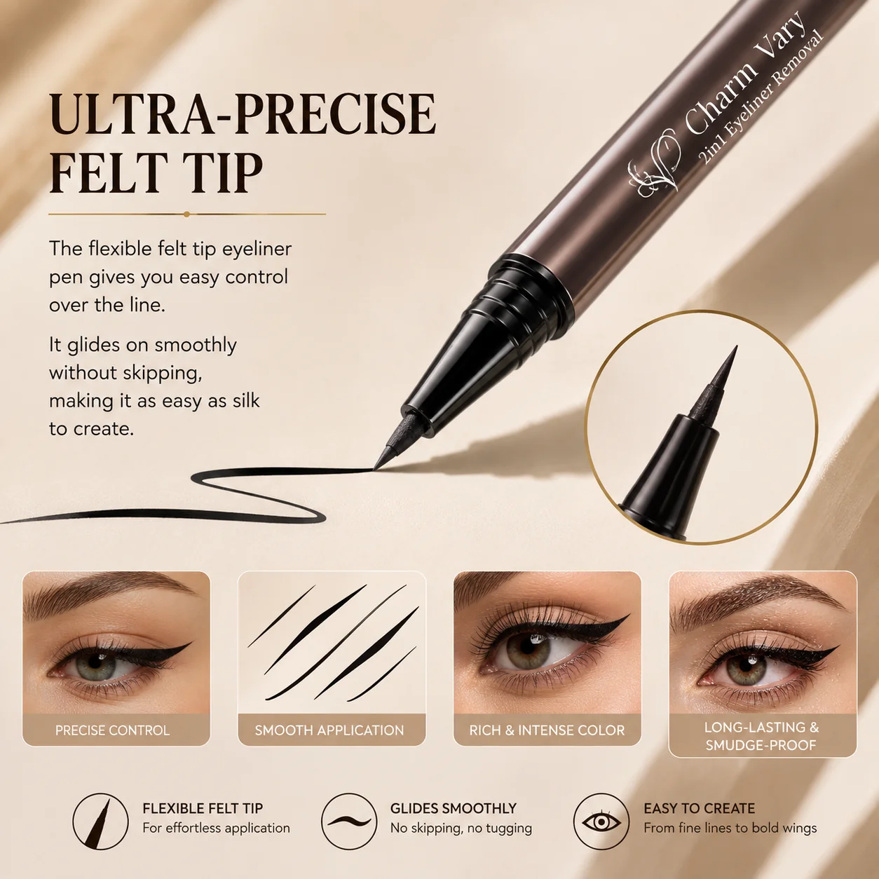2-in-1 Waterproof Liquid Eyeliner Pencil with Correction Pen