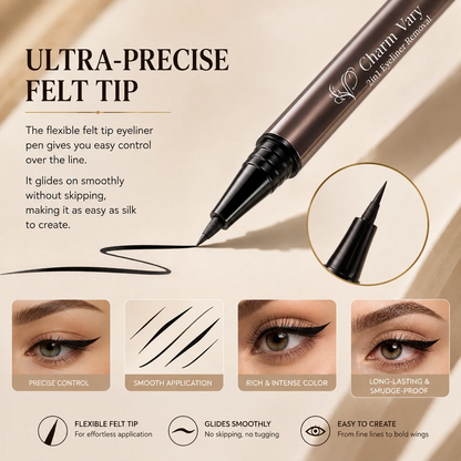2-in-1 Waterproof Liquid Eyeliner Pencil with Correction Pen