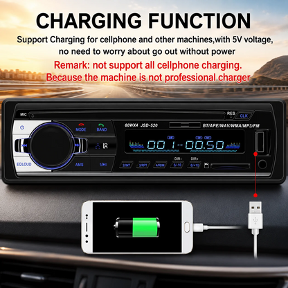 Car Radio Audio USB/SD/MP3 Player Receiver Bluetooth Hands-Free with Remote Control