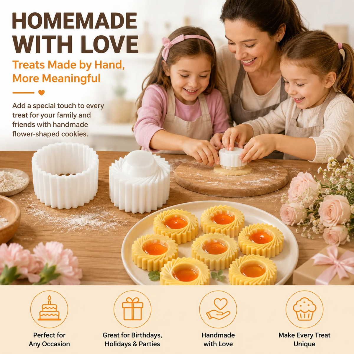 3D Petal Cookie Cutter Set (4-Piece)