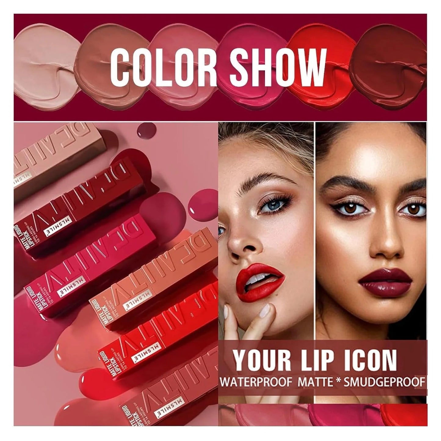 3 Colors Matte Liquid Lipstick Set, Velvet Smooth Nude Lip Gloss