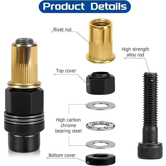 Set of 5 Rivet Nut Pliers, Rivet Nuts for M3/M4/M5/M6/M8, Rivet Nut Tool, Includes 60 Nuts