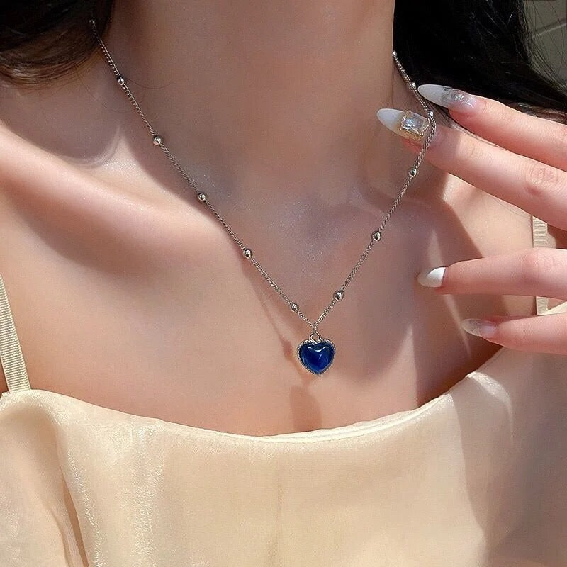 Mood Pendant Necklace Heart-Shaped Temperature-Sensitive Color- Changing Necklace