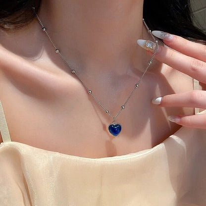 Mood Pendant Necklace Heart-Shaped Temperature-Sensitive Color- Changing Necklace