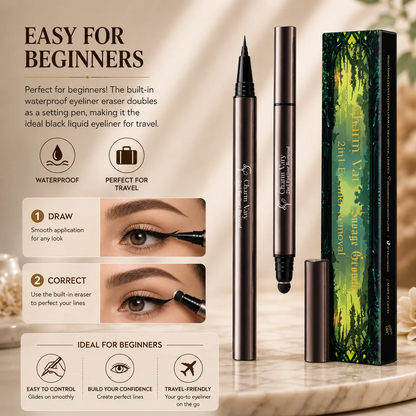 2-in-1 Waterproof Liquid Eyeliner Pencil with Correction Pen