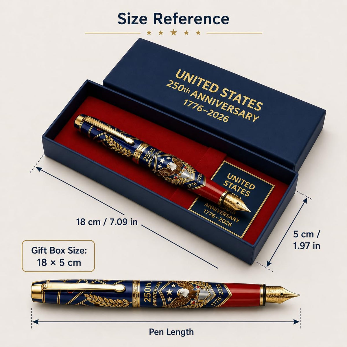 250th Anniversary Metal Commemorative Pen with Gift Box - US Pride Collectible Gift for Patriots, Home Decor