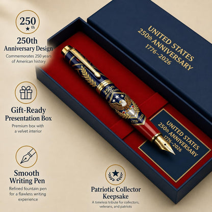 250th Anniversary Metal Commemorative Pen with Gift Box - US Pride Collectible Gift for Patriots, Home Decor