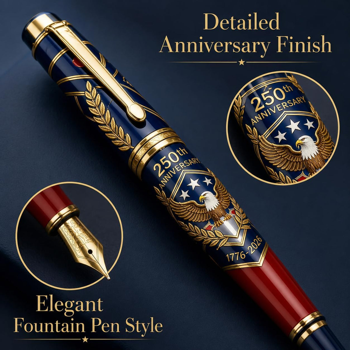 250th Anniversary Metal Commemorative Pen with Gift Box - US Pride Collectible Gift for Patriots, Home Decor