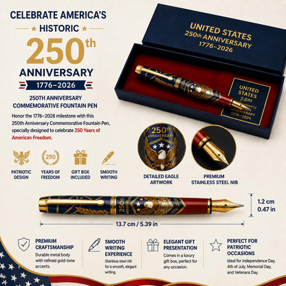 250th Anniversary Metal Commemorative Pen with Gift Box - US Pride Collectible Gift for Patriots, Home Decor