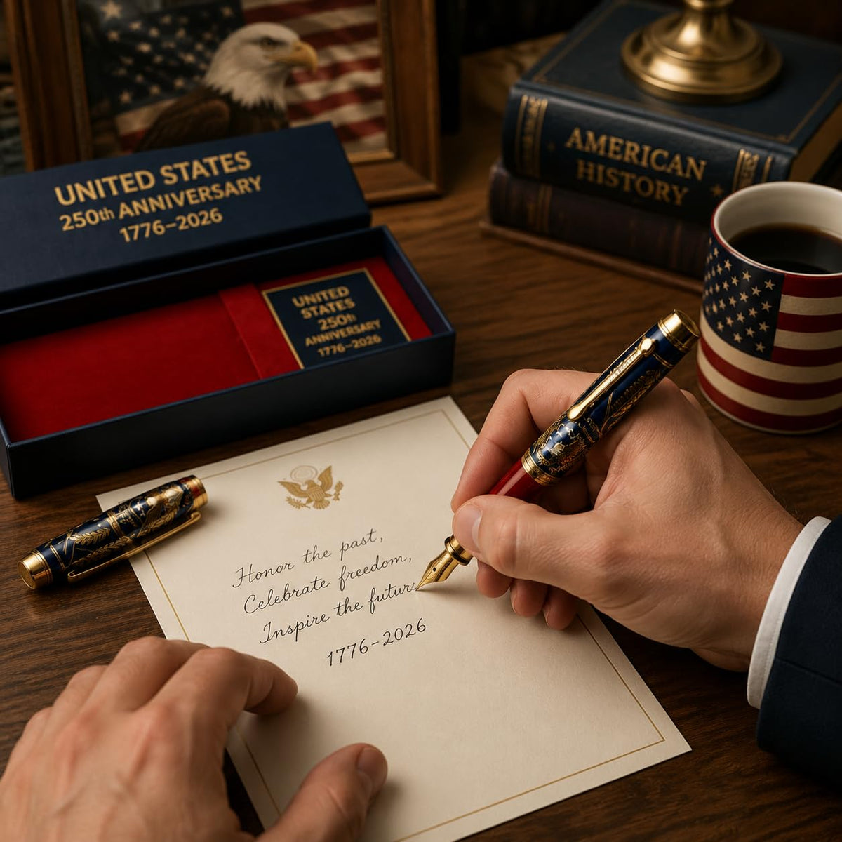 250th Anniversary Metal Commemorative Pen with Gift Box - US Pride Collectible Gift for Patriots, Home Decor