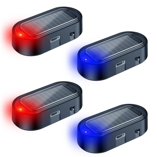4PCS/SET Solar Power Dummy Car Alarm Light, Anti-Theft Flashing LED Automotive Security Warning Light