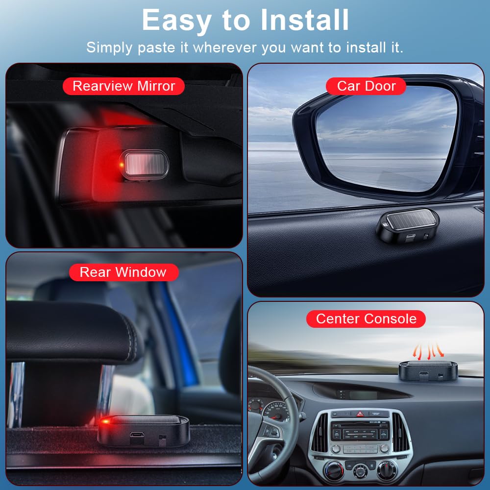 4PCS/SET Solar Power Dummy Car Alarm Light, Anti-Theft Flashing LED Automotive Security Warning Light