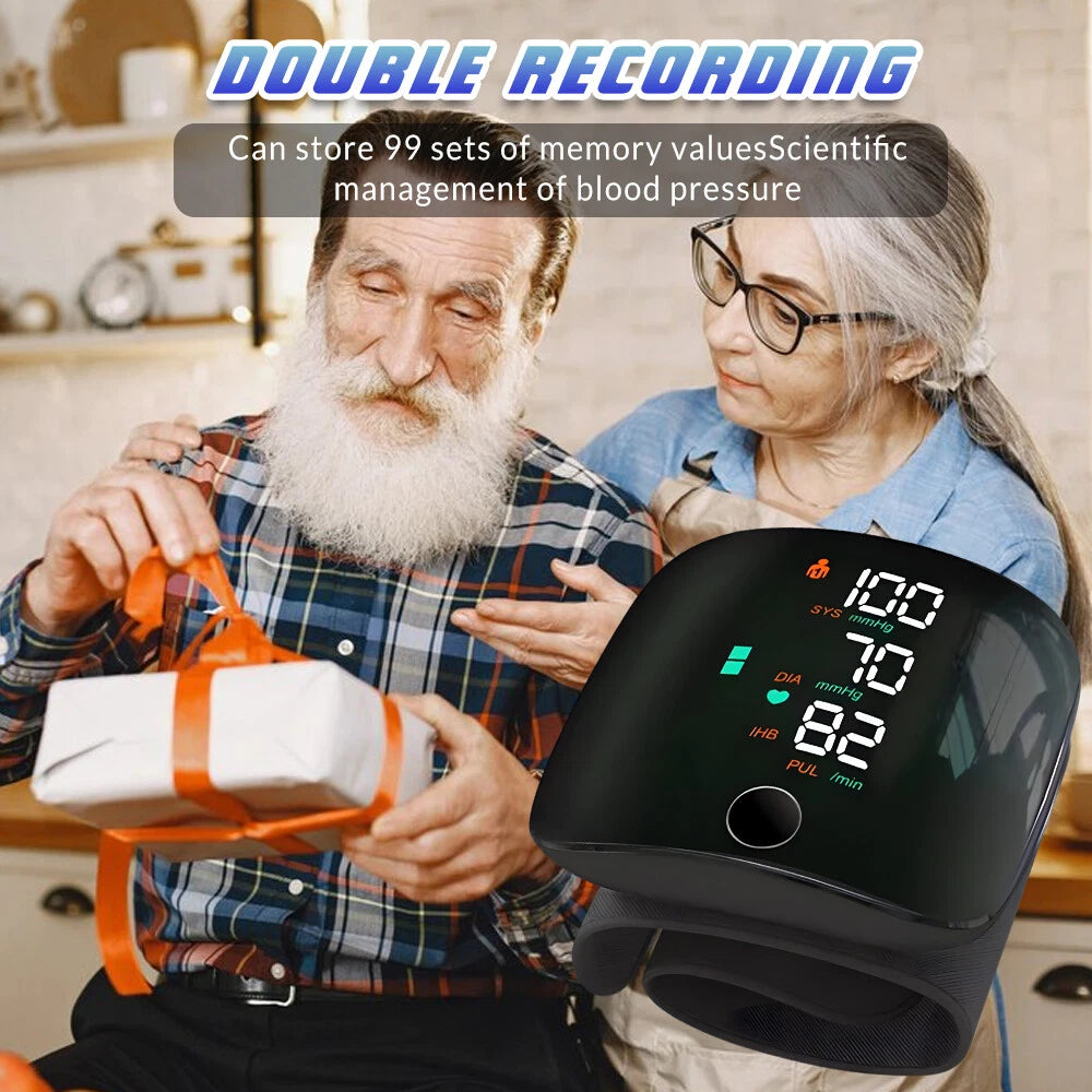 Wrist High Blood Pressure Monitor Automatic LCD Heart Rate Gauge BP Cuff Machine