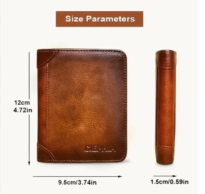 Genuine Leather RFID Wallets for Men Vintage Thin Short Multi-Function Card Holder