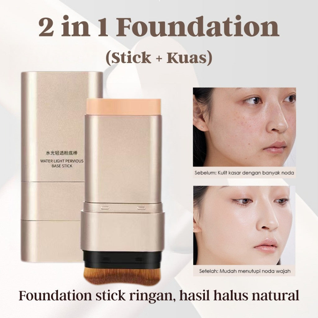 Dual-Ended Concealer Foundation Stick - Built-in Brushes