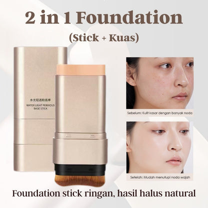Dual-Ended Concealer Foundation Stick - Built-in Brushes