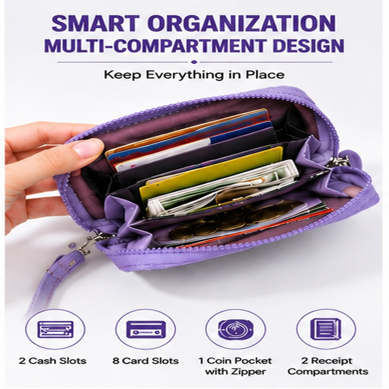 Women's Large Capacity Waterproof Zippered Wallet
