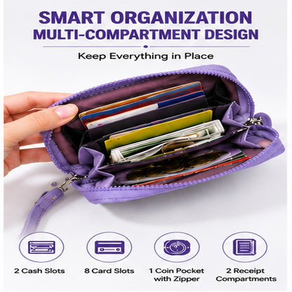 Women's Large Capacity Waterproof Zippered Wallet