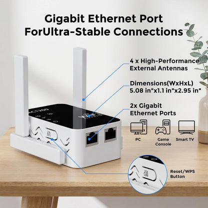 AC1200 WiFi Extender Signal Booster for Home, Dual Band Range Repeater